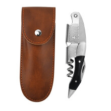 Set di apribottiglie sofisticato, in acciaio inox a doppia cerniera con design ergonomico, custodia in pelle portatile per un comodo trasporto,