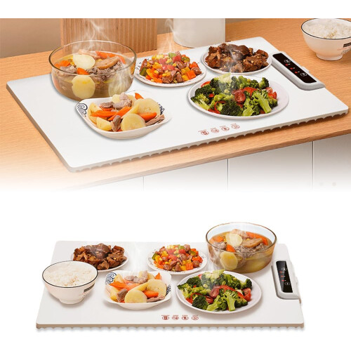Multipurpose Kitchen Helper, Warming Mat for Food with Non-Slip Design and Auto Shut-Off Function, Electric Foldable Warming Tray with Full Surface Si