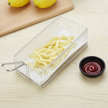 Mini-Frieskorb aus Edelstahl, 21,5 x 10,6 x 6,6 cm, Metall-Sieb für Chips