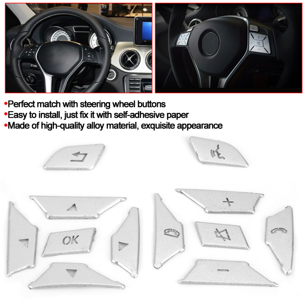 12Pcs Alloy Steering Wheel Button Covers For W204 W212 W117 Silver 4901362461477