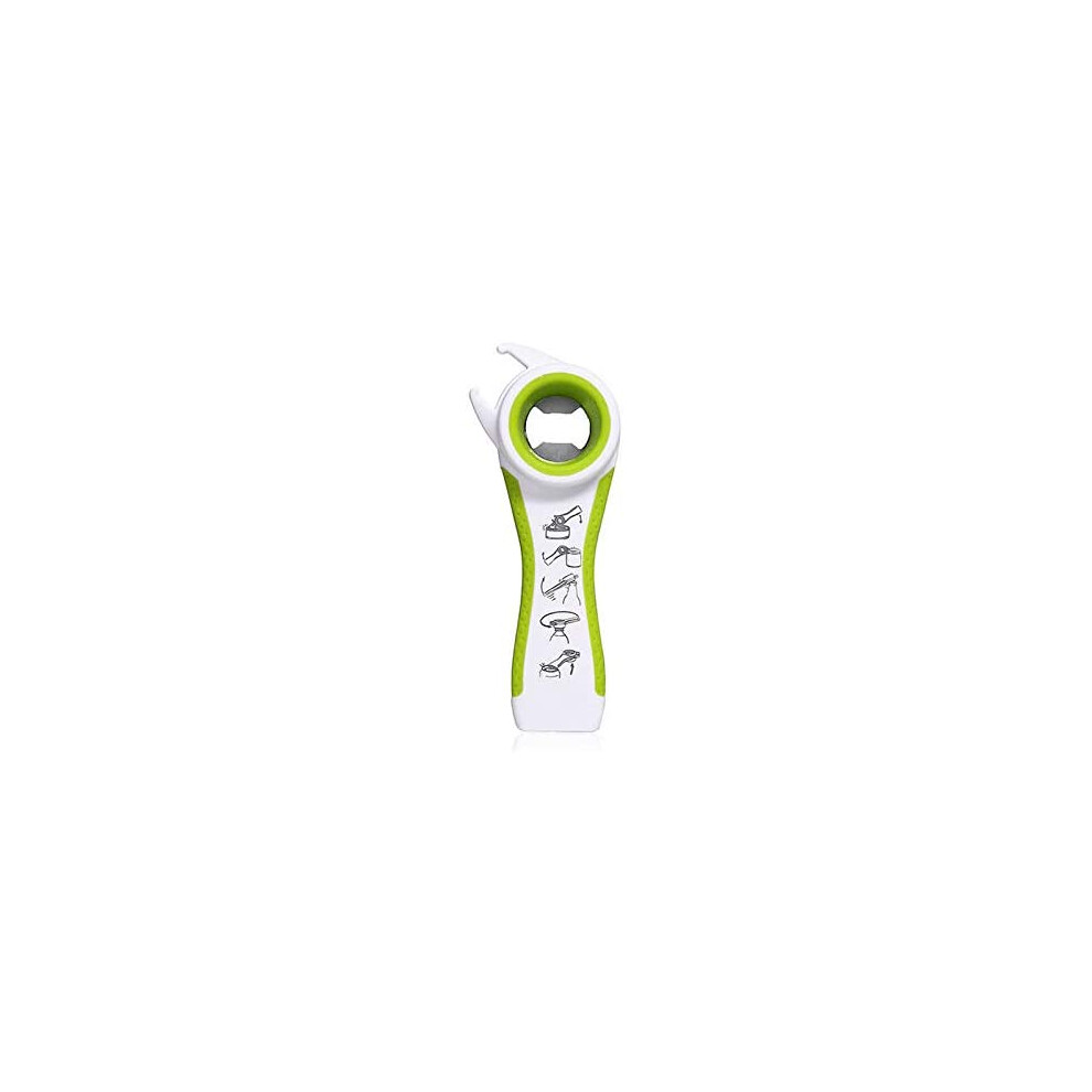 Versatile Kitchen Tool, Jar Opener with Non-slip Grip for Weak Hands, Multipurpose Bottle Opener, 5 in 1 Durable Construction, Ideal for Seniors and A