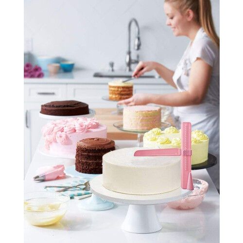 Professional Cake Decorating Kit, Adjustable Cake Scraper Creates Sharp Edges Effortlessly, Bench Scraper Ideal for Home Professional Baking, 2 Pack 1