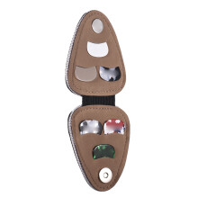 Gitarrenschlägel-Case Tasche aus PU-Leder mit 6 Celluloid-Picks, 7x8,5 cm