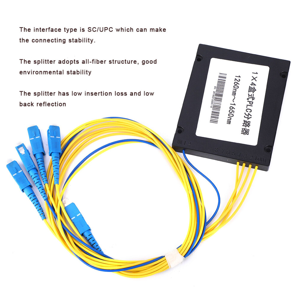 1X4 Plc Fiber Splitter Sc/Upc Single Mode Low Loss For Home Wiring 8431362463776