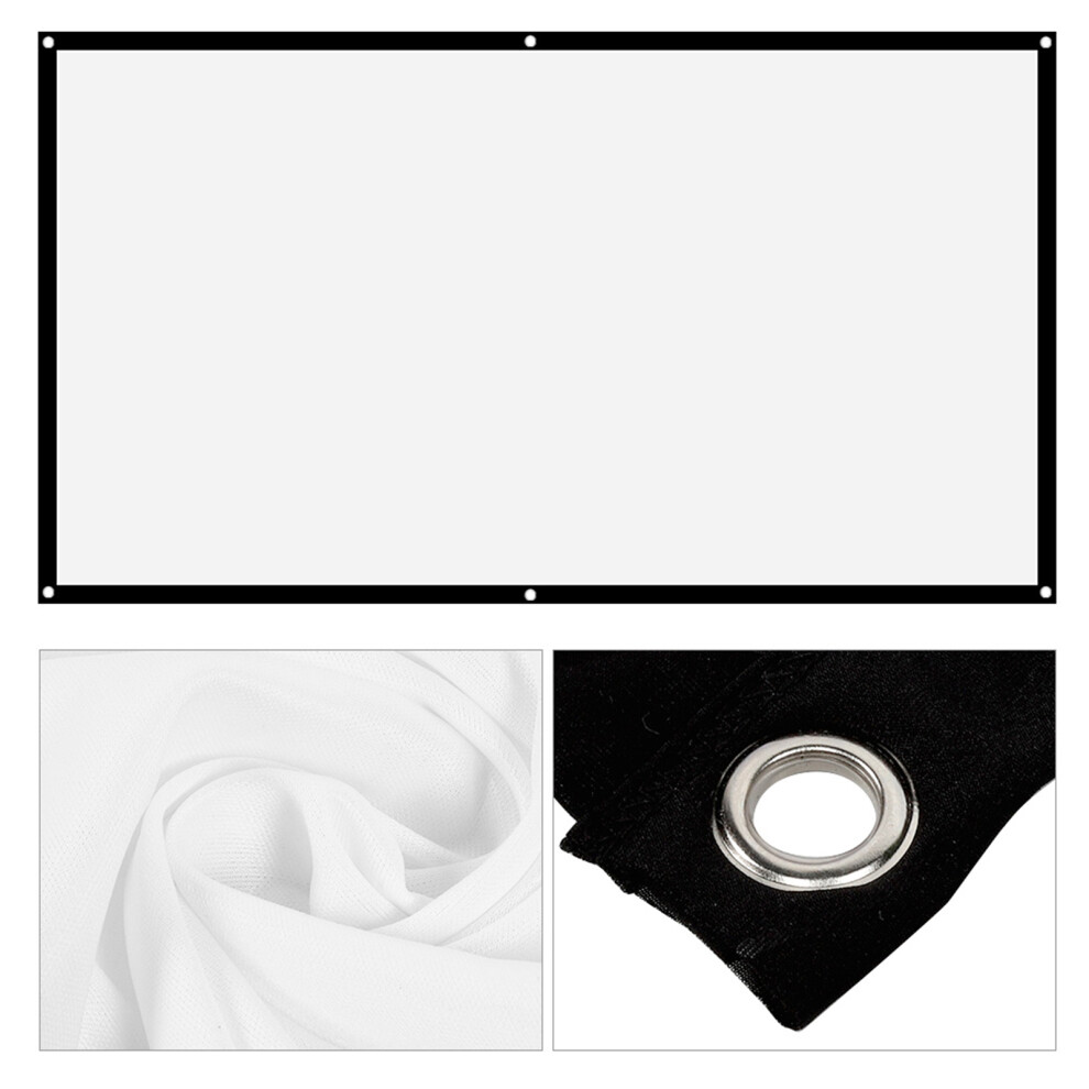 Foldable 100In 16:9 Projection Screen Non-Crease Polyester Curtain White 6901362465428