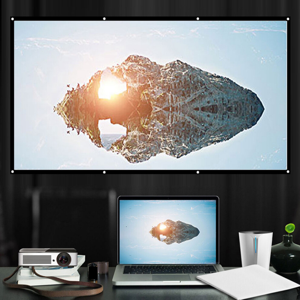 16:9 120In Polyester Projection Screen Thick Non Crease Portable Curtain White 9461362465455