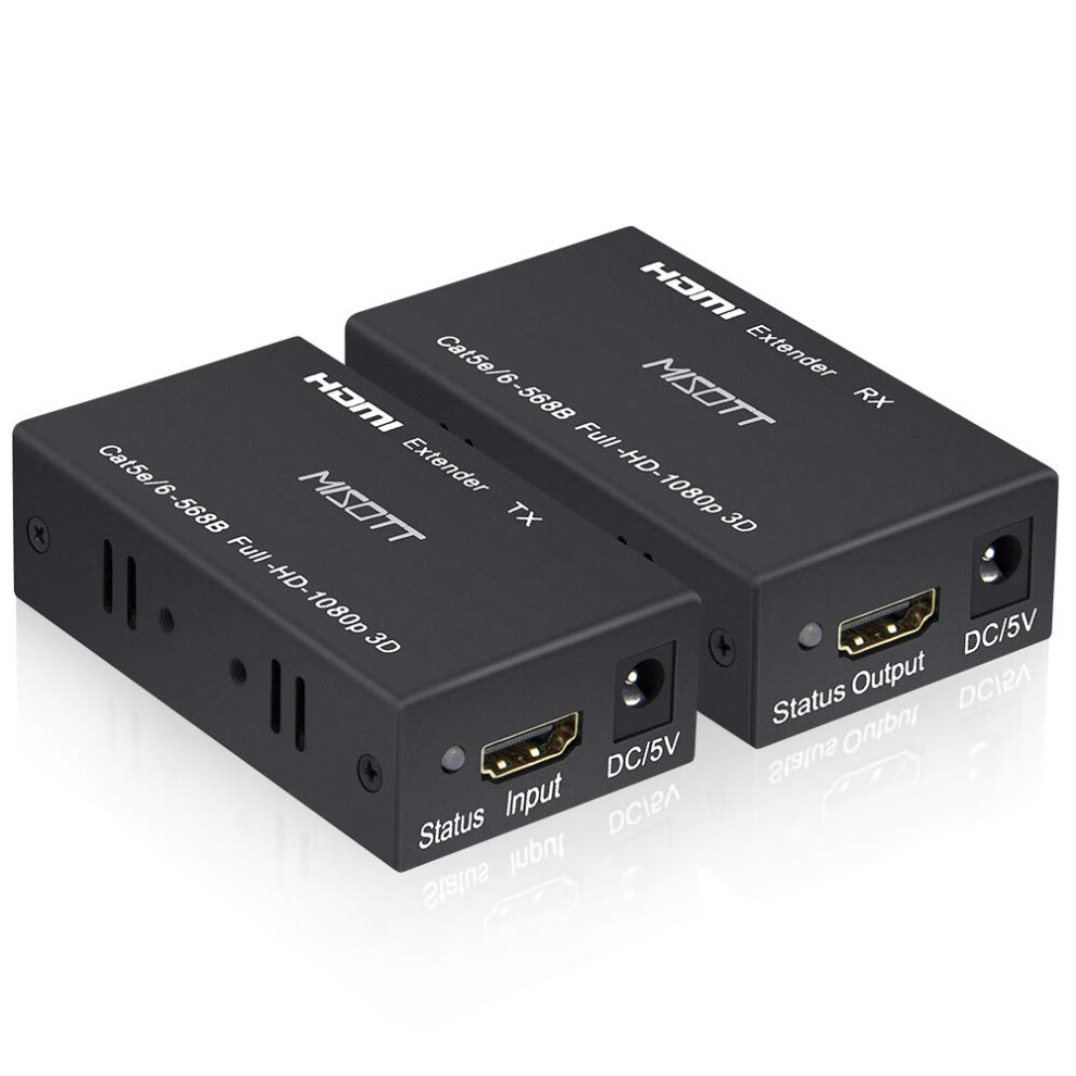 Hdmi Extender, 60 Meters Hdmi Transmitter And Receiver Over Single Rj45 Cat5e/6/7 Ethernet Cable, Supports 1080P, 3D, Hdcp, Edid, Up To 196Ft(60M) 9323874034256