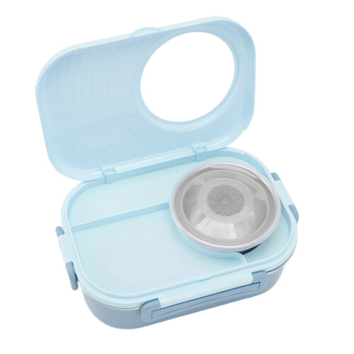 4Grid Lunch Box, Δοχείο Bento με Μαχαιροπήρουνα και Μπολ Σούπας, Φορητό Δοχείο Φαγητού με 2