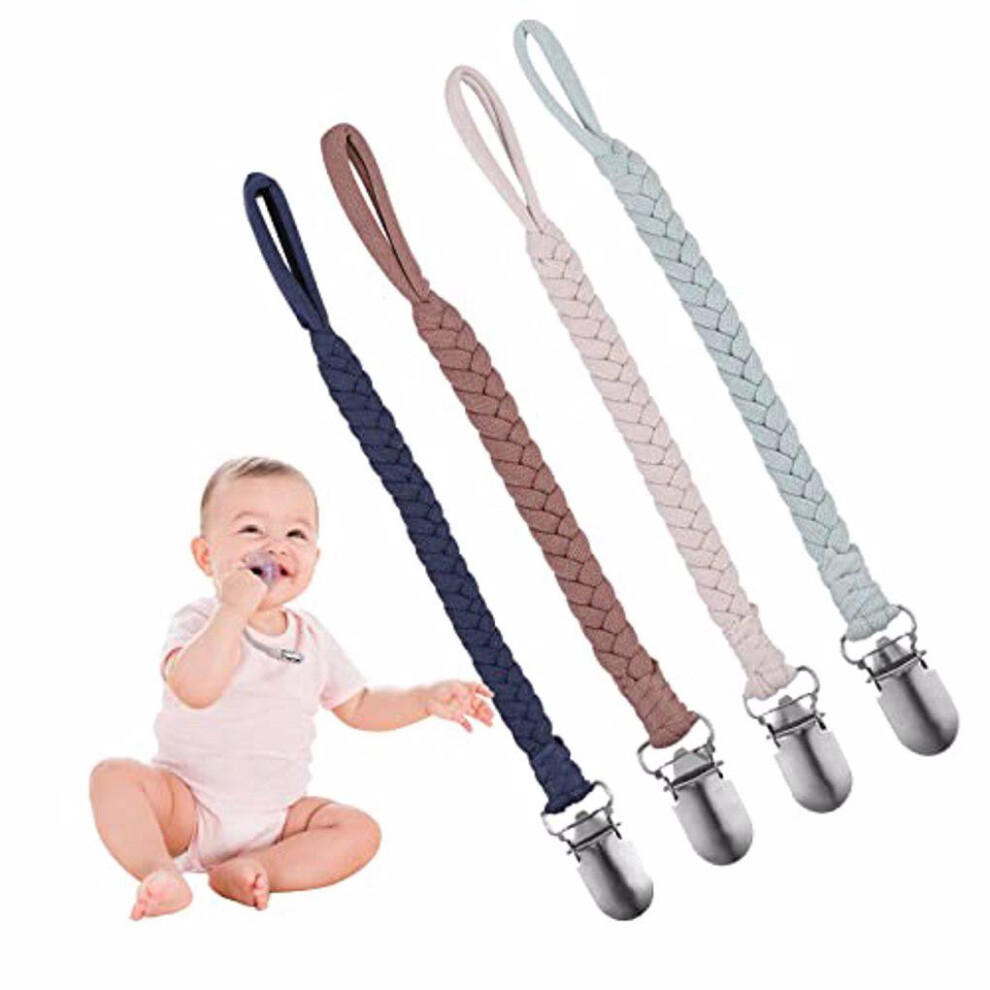 4pcs Clips Dummy Soothers Pacifiers Hanging Holders Solid