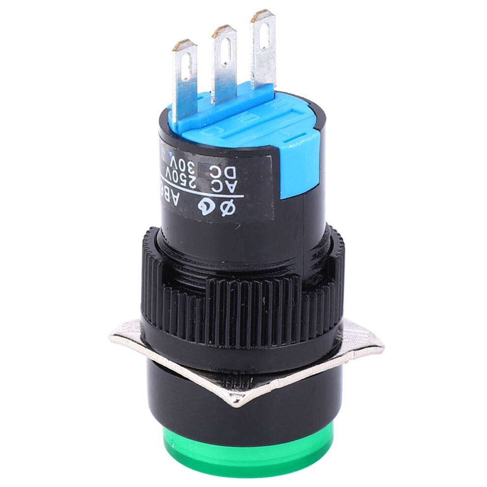 5Pcs Green 3Pin Self Locking La16-11Z Ab6 Switch 30V 5A Accessories 9301362467014