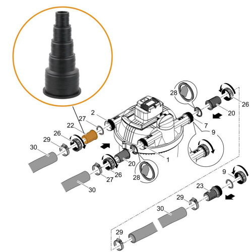 Oase - Part 34056 Replacement Stepped Hose Tail Nozzle 2 Inch 2