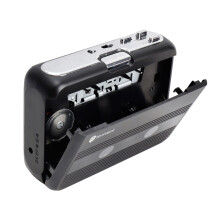 Mini Kassetten-Player Tonbandgerät mit FM-Radio, Kopfhöreranschluss, 12,2 cm Weiß/Schwarz