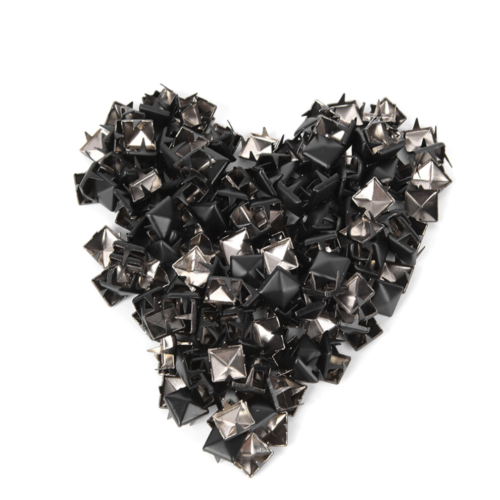 Square Rivets 200Pcs Metal Diy Decor For Shoes Bags Hats 9Mm Matte Black 8251362467396