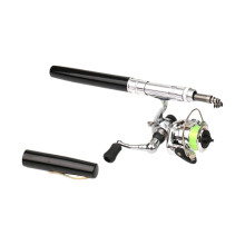 Mini Fishing Rod and Reel Pocket for Travel Saltwater Freshwater Ice Fishing Argent, Silvery, 20.5x1.5cm Black, 20.5x1.5cm