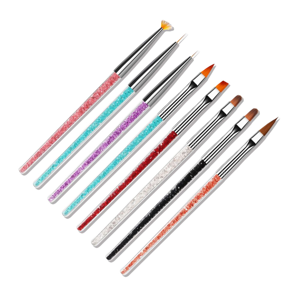 8Pcs Nylon Nail Pens Brushes Painting Manicure Tool Decorating Tools
