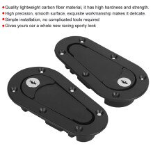 Carbon Fiber Universal Hood Pins Lock Kit Black 12.8x6.8cm