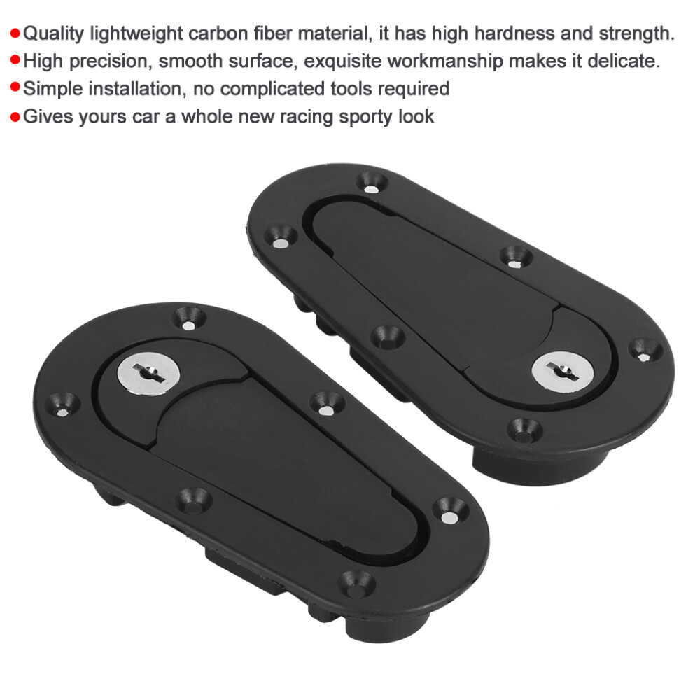 Carbon Fiber Universal Hood Pins Lock Kit 12.8X6.8cm Black 8411362471117