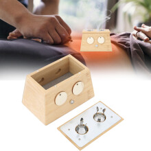 Bambus-Moxaboxe mit 2 Löchern und verstellbarem Stifthalter, 8,5 cm Höhe