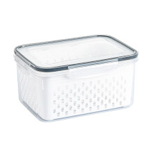 Contenedores para almacenar frutas en el refrigerador, almacenamiento de doble capa para refrigerador con cesta extraíble para un drenaje eficiente,