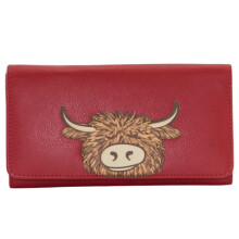 (Red) Mala Leather Bella Highland Cow Matinee Purse – Limited Edition RFID Genuine Leather