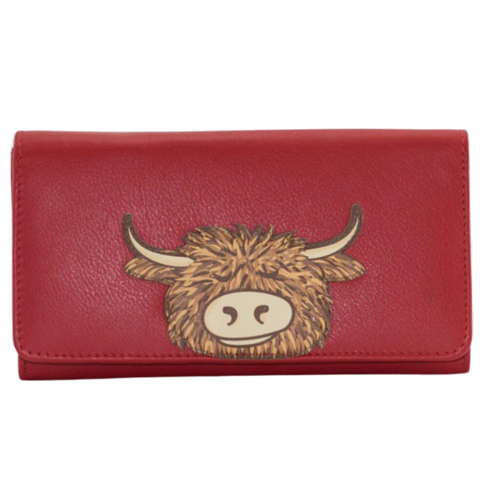 Mala Leather (Red) Bella Highland Cow Matinee Purse – Limited Edition Rfid Genuine Leather Blue,Red