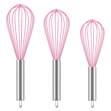 Comfortabele draadgarde met roestvrijstalen handvat voor gemakkelijk mengen, hittebestendige siliconen garde, perfect voor koken, roeren, kloppen en