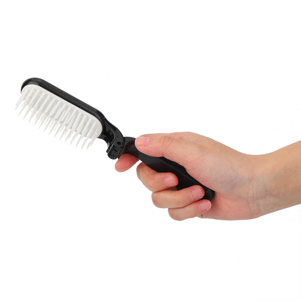 Unisex Black Travel Folding Hair Brush Comb With Scalp Massage Compact Hair Tool