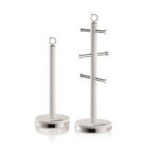 Swan Elegance Towel Pole and 6 Cup Mug Tree Set, White SWKA18534WHT