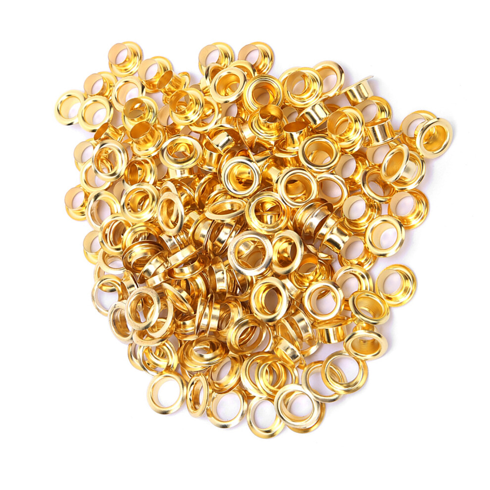 Gold Brass 6Mm Double Eyelet Rivets 100Pcs For Clothing Baggage & Shoe Repairs 8761362477153