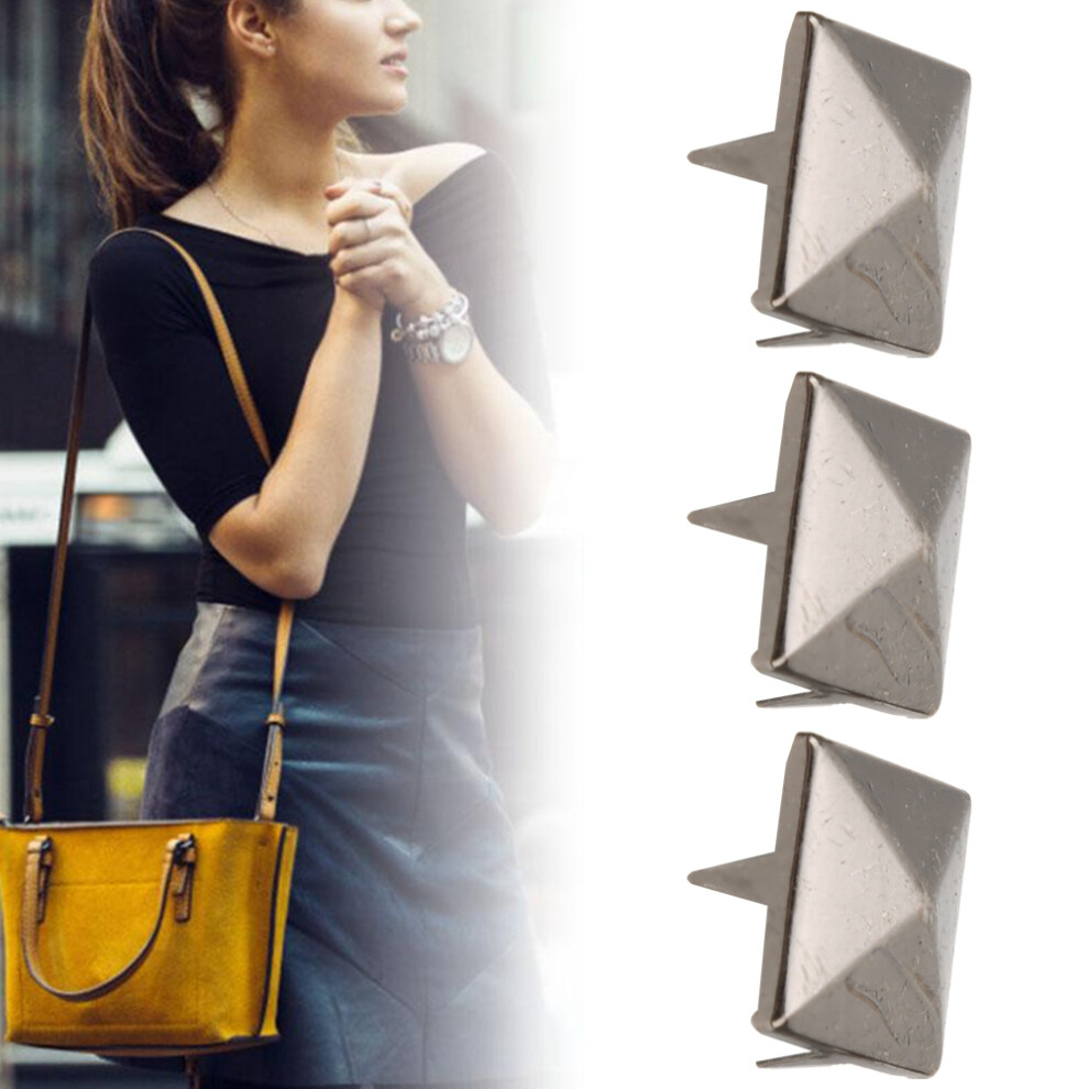 100Pcs Square Pyramid Punk Rivets 15Mm Brass Metal Studs For Clothing, Shoes, Bags, Black 3261362477276