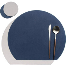 Tischschutzmatte aus Kunstleder, 1-teiliges Set aus abwaschbarer Matte und Untersetzer, hitzebeständig und ungiftig, für Spiele im Innen- und