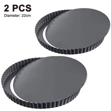 Forma para torta de 22 cm em aço carbono de qualidade alimentar, com aquecimento uniforme e base removível. Utensílio de cozinha saudável com