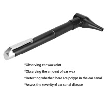 Portable Otoscope Ear Check Pen|ABS Aluminum Alloy|Black|Requires 2x AAA