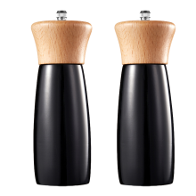Moulin à épices manuel rechargeable, en bois massif, avec broyeur en céramique à mouture réglable, corps en bois naturel et acier inoxydable de