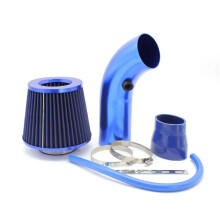 Inlet Air Pipe Car Cold Air Intake Kit With 3inch 76mm High Flow Open Air Filter Universal Racing DIY Aluminum Tube Pipe Intake Hose Pipe Fits(Blue-B)
