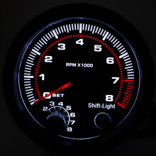 3.75in Black Car Tachometer 0-8000 RPM 12V Universal Gauge