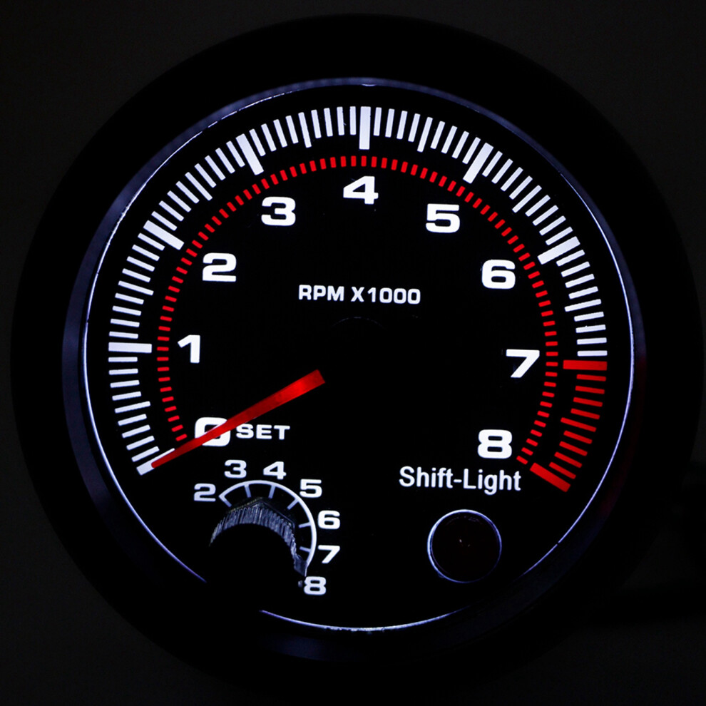 3.75In Car Tachometer 0-8000 Rpm 12V Universal Gauge Black 4941362479751