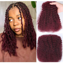 24 inch 1 pak 100 gram Afro Kinkys Bulk echt haar voor Dreadlocks Loc Repair Dreadlocks Extensions Rood Afro Kinky 100% menselijk haar bleekmiddel v?