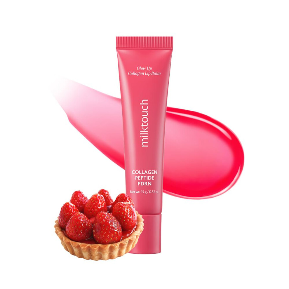 Milktouch Vegan Glow Up Collagen Lip Balm-Hydrating Lip Care With Collagen Peptide Pdrn Cica & Shea Butter For Dry Lips Repair Anti-Aging Non-St
