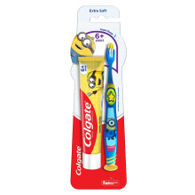 Colgate Kids (6+ år) Minion Tandborste, Extra Mjuk med Tungsanare - 1 St & Minion Tandkräm - 40 Gram