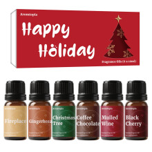 Doftolja Holiday Set Aromtopia eteriska oljor fr ljus Tvltillverkning 6x10ml Diffuseroljor Dofter Vinterdoftoljor Julgran Kaffe Choklad Svart k