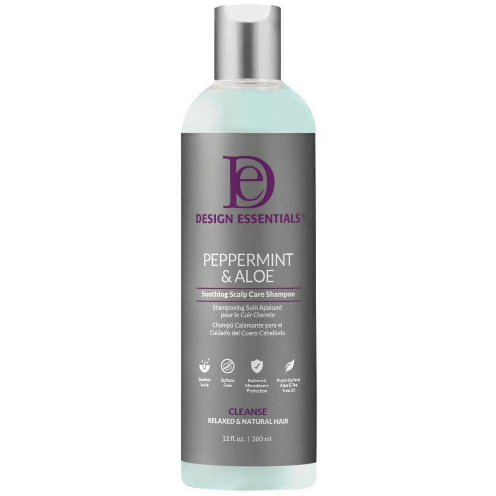 Design Essentials Peppermint & Aloe Therapeutics Antiitch Shampoo Control Scalp Flaking & Itching 12 Fl Oz