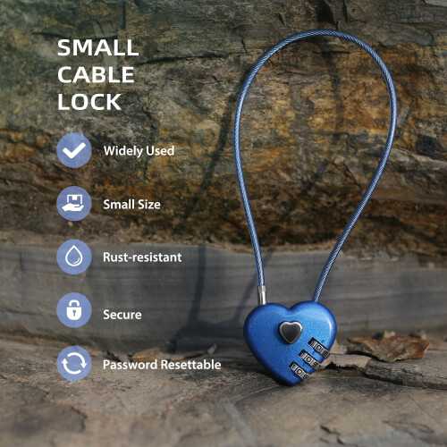 UP Security 3 Digit Combination Lock Thin Cable Lock with Code Cable Padlock Combination for Travel Essentials Luggage Helmet Stroller Wardrob 2
