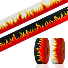 2 rullaa 14 jaardia liekit nauhat 7/8"" FireRed Oranssi Keltainen Punainen Hot mustissa Grosgrain Nauhoissa Fireman Kangasnauha lahjapaketointiin Palo