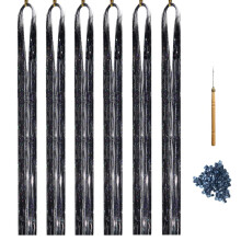 Haarklatergoudkit 47 inch Glitter Hittebestendig klatergoud Haarextensies Trekvast met haarkralen Pruiken Gereedschappen en accessoires Gereedschap C