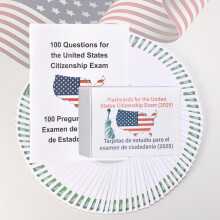 VS Burgerschap Flashkaarten 2025 | 100 USCIS Civics Flashkaarten (Vragen & Antwoorden) | Tweetalig Engels & Spaans