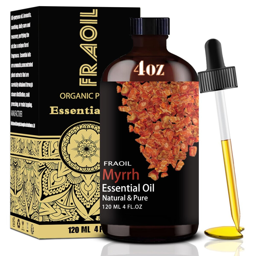 Fraoil Myrrh Essential Oil Myrrh Oil 4 Fl Oz 120Ml For Diffuser Humidifier Yoga Cleaning Diy Candle Soap Making Perfume Gift For Women Essential Oils