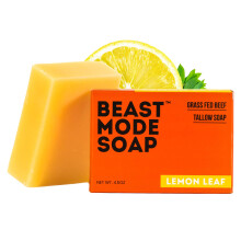 Beast Mode s?be til m?nd Citron Leaf Single Bar - Naturlig gr?sfodret Talg Bar S?be Frisk Duft H?ndlavet Ikke-giftig