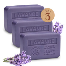 Lavendel s?bebarer 3xPack - Beriget med organisk sheasm?r - 97% naturlige ingredienser - Traditionelt lavet - Fransk malet i Provence - Sk?nsom f