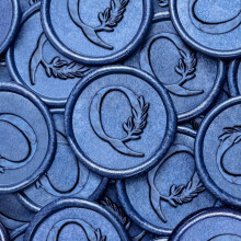 50 Stck blaue Wachssiegel-Aufkleber, handgefertigt, Vintage-Botanikbltter, selbstklebende Buchstaben-Wachsaufkleber fr Hochzeit, Party, Einlad
